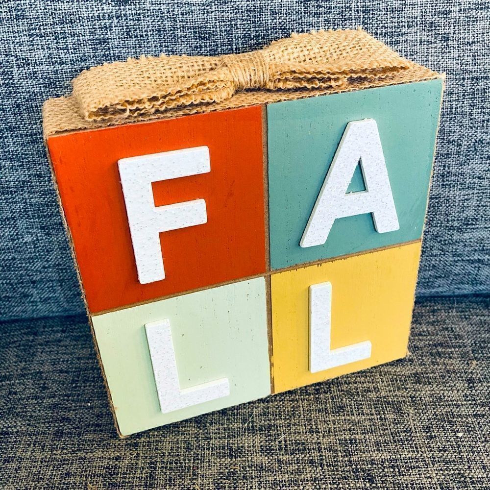 “Fall” Farmhouse Color Block Wooden Decor Sign